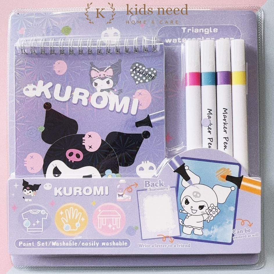 

Model Update paint set Buku gambar karakter anak Buku binder mewarnai free coloring book pen maker premium paint set kuromi sanrio easily washable kado souvenir iigen
