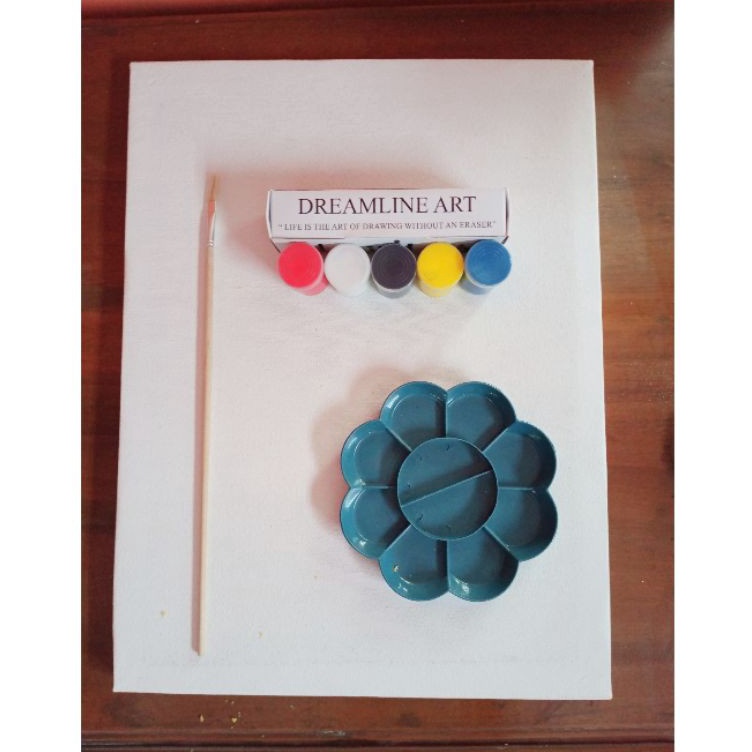 

Murah Spesial KANVAS LUKIS 3x4cm PAKET LENGKAP CAT ACRYLIC KUAS NO1 PALET