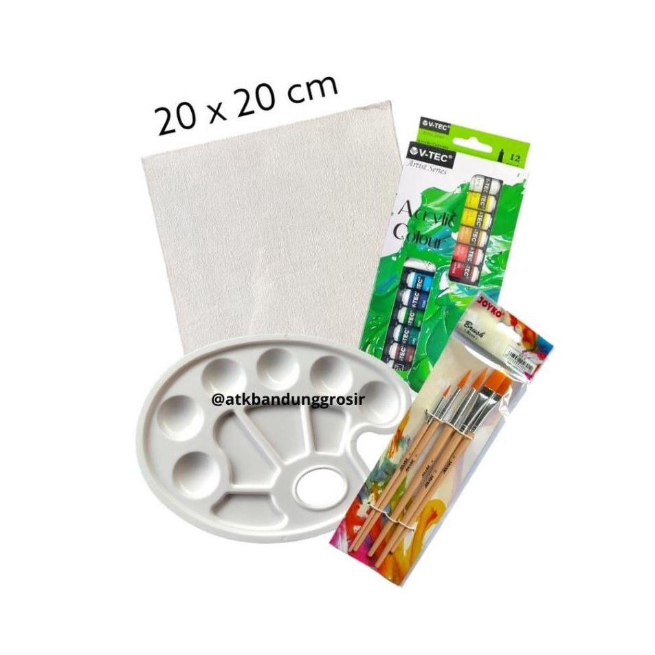 

Hot Product Paket Melukis Lengkap Set 4 in 1 Set Kanvas 2x2 Kuas Palet dan Cat Acrylic Set