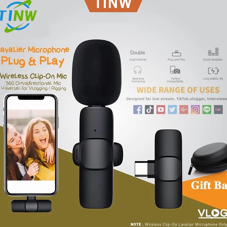 Big Star  TINW Wireless Mic mikrofon lavalier Wireless Clip on Nirkabel Portabel Video pembuatan Rek