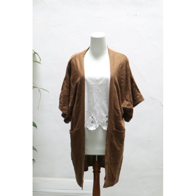 3 Mongkis Carding Long Outerwear Knit Brown
