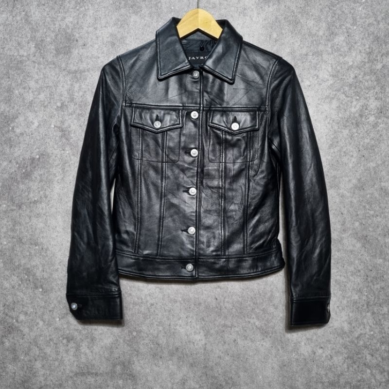 Jayro Trucker Leather Jacket Size S Fit M Schott Perfecto Harley Davidson Avirex Vanson Indians RBC 