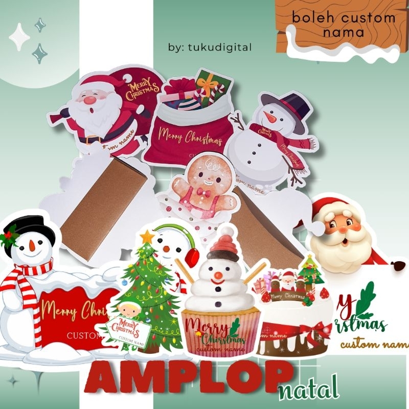 AMPLOP NATAL - MINI AMPLOP NATAL LUCU - AMPLOP NATAL 2024 - CUSTOM TEXT - ANGPAU AMPLOP NATAL - CHRI