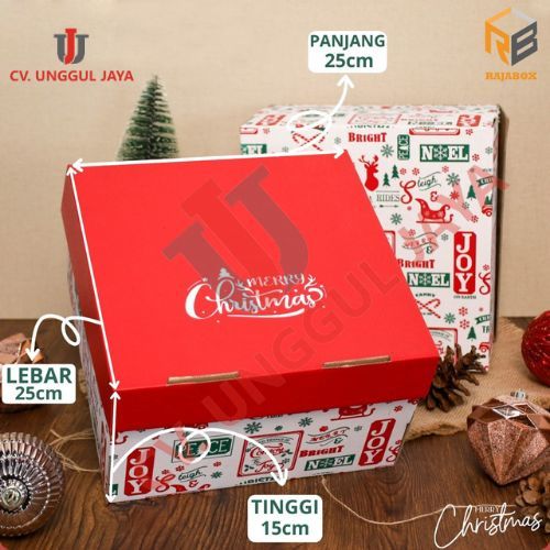 

(10pcs)kardus natal 25x25x12 cm kotak kado natal box hampers christmas packaging kemas kue tart hadiah natal