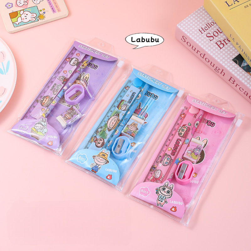 

5in1 Pensil Set Alat Tulis Anak Lucu / Study Set Penghapus Untuk Tempat Pensil Labubu - OS0415
