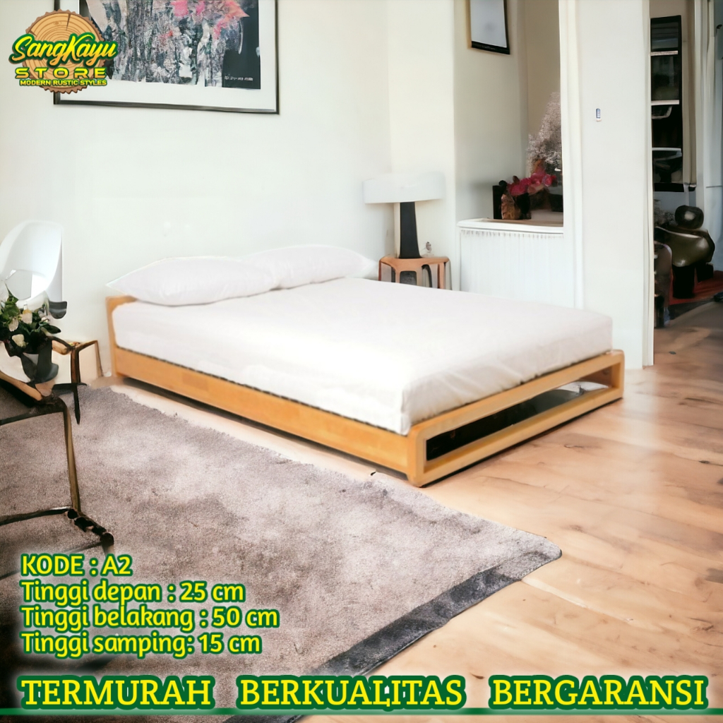 Rangka tempat tidur kayu single divan kayu divan minimalis kayu 8