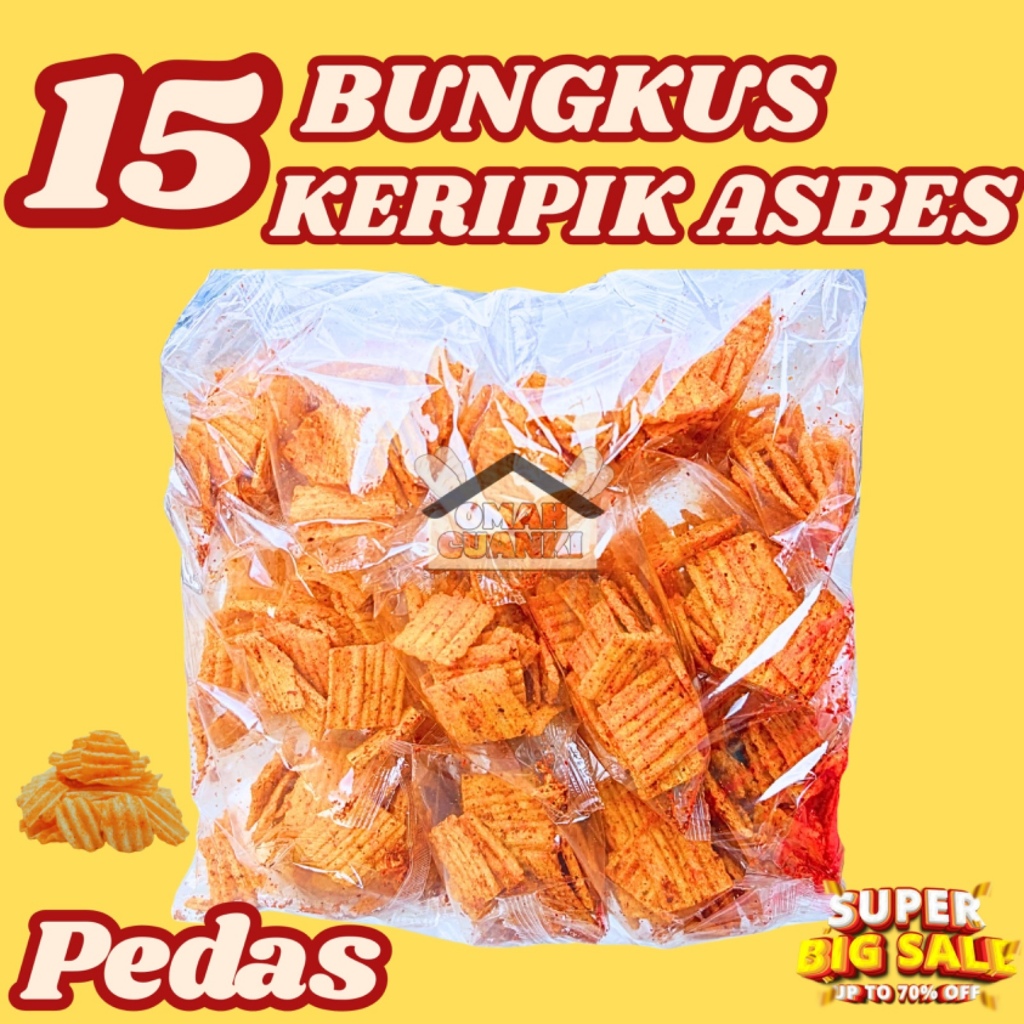 

Keripik Asbes Pedas 1 Ball Isi 15 Bungkus Snack Renyah