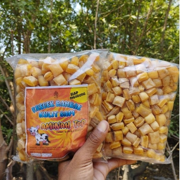 

rambak kulit sapi/krecek rambak aminah top/krupuk rambak mentah siap goreng 1kg all varian