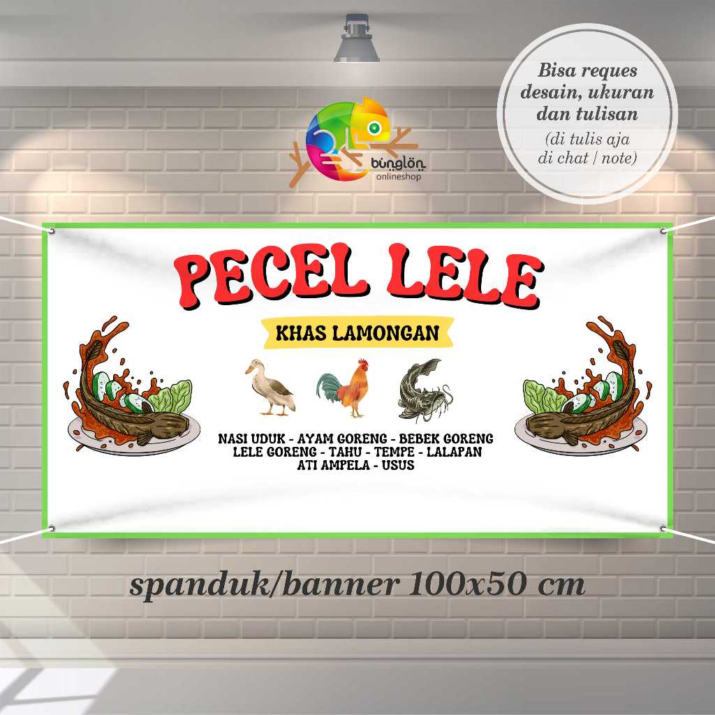 Cetak Spanduk Banner Putih Banner Pecel Lele