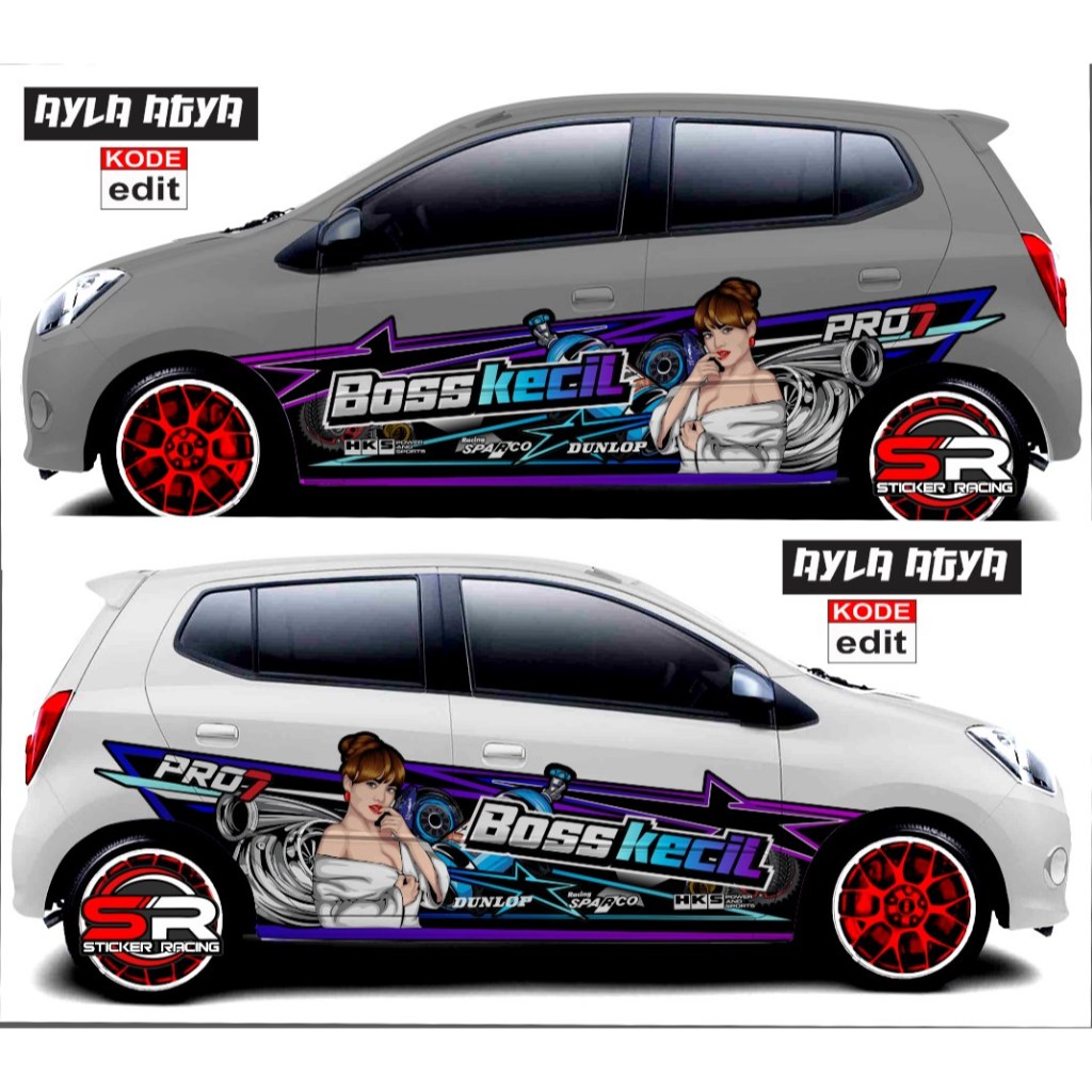 STICKER VARIASI MOBIL AYLA AGYA / VARIASI STICKER BODY SAMPING MOBIL TOYOTA MOBIL AYLA AGYA / STIKER