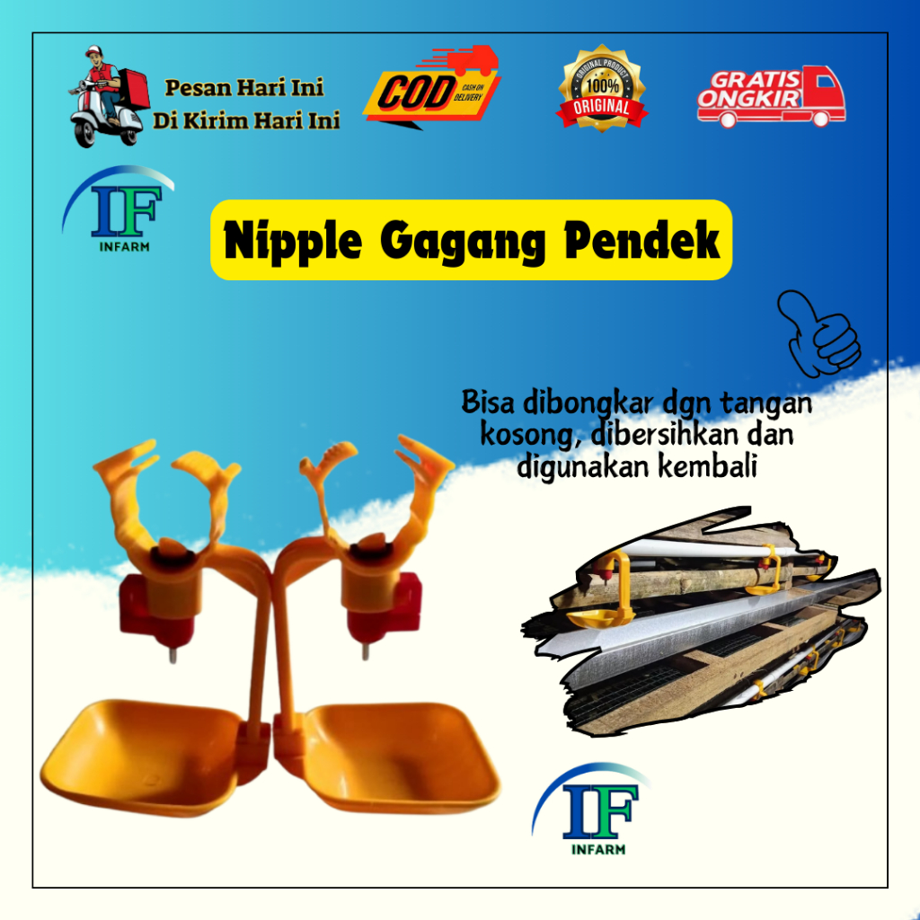 Niple Nepel Puyuh Nipel An 009p Nipel 360° Bisa Di minum Dari Segala Arah GAGANG PENDEK INNFARM