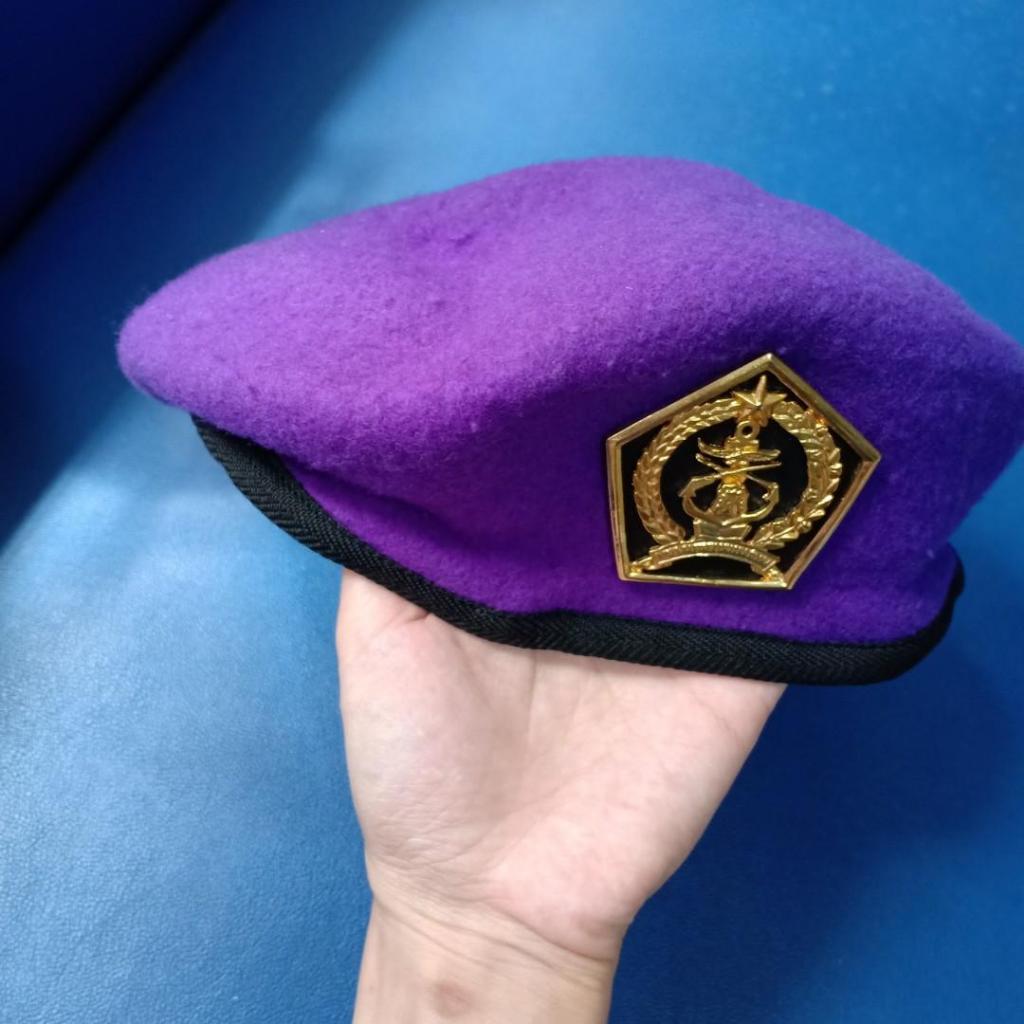 Baret Menwa Lengkap dengan Emblem - Set Baret Menwa- Baret Hitam