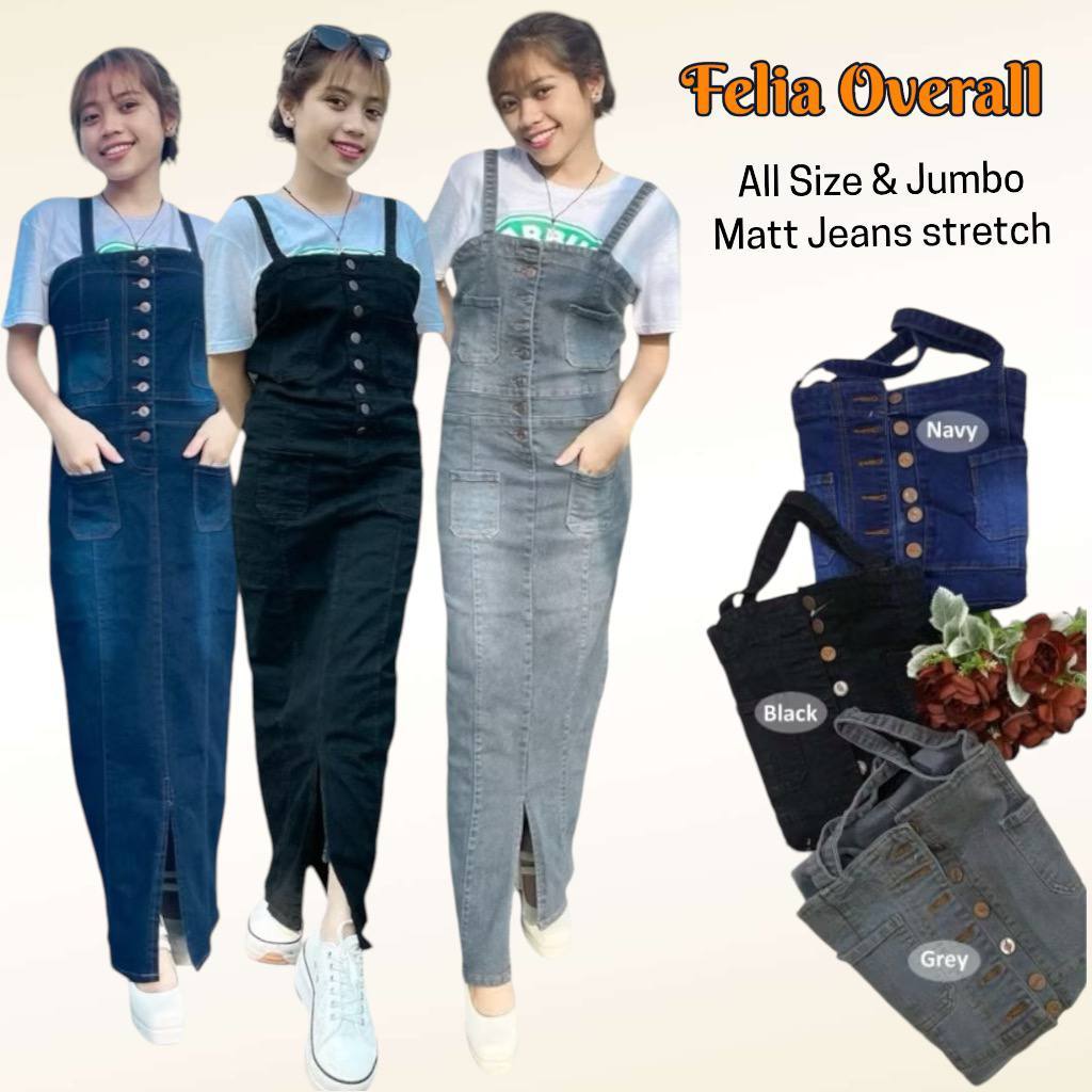 Overall Jeans Rok Span Jumbo Selvi Jumpsuit Pres Body Overall Kemben Overall Lepis Stretch Melar