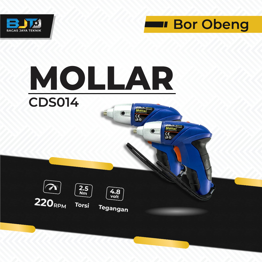Mesin Bor Obeng Cordless Screwdriver Drill Set 24pcs MOLLAR CDS014