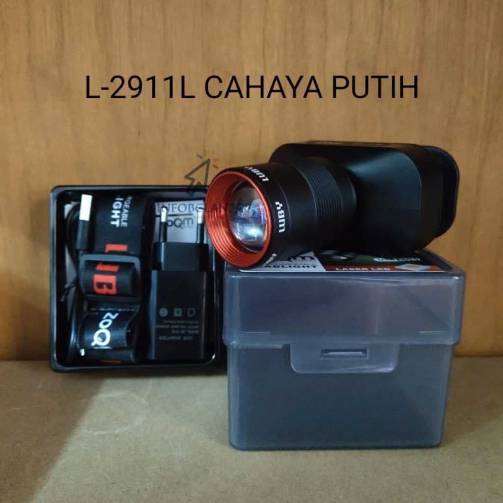 Senter Kepala LED Luby L-2911L 60W Zoom pro Cahaya Putih Garansi Resmi Original