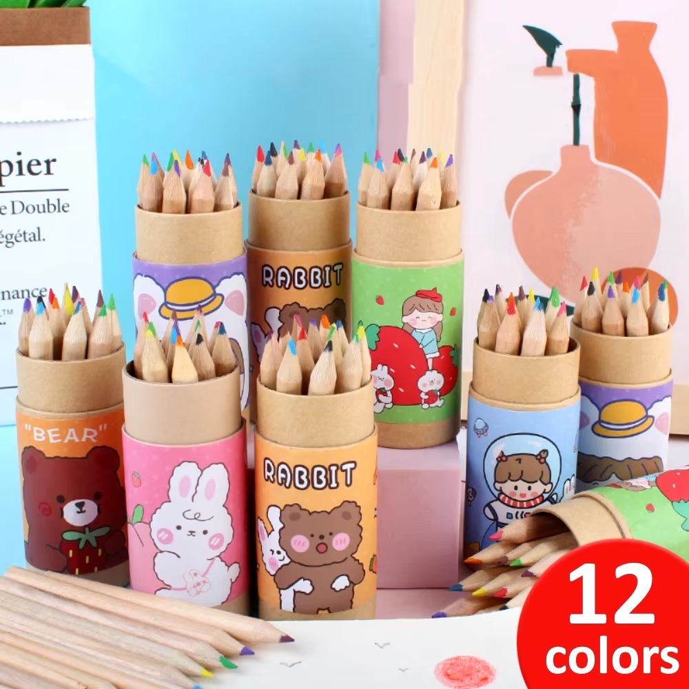 

Pensil Warna 12 IN 1 + Serutan Pensil Color Pencils Quality Pensil Warna Karakter Kemasan Tabung