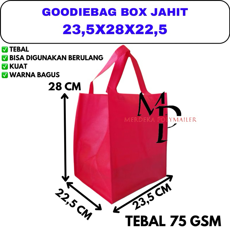 

Goodie bag spunbond box 23,5X28X22,5 cm tas kain kotak kue kantong belanja tas souvenir ultah tote bag