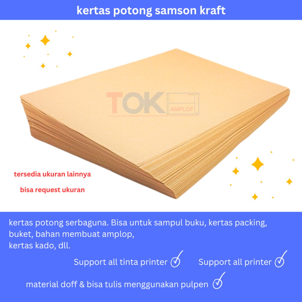 

KERTAS SAMSON 90x120 isi 250lbr / SAMSON PLANO / KERTAS POLA / KERTAS KRAFT RJ4