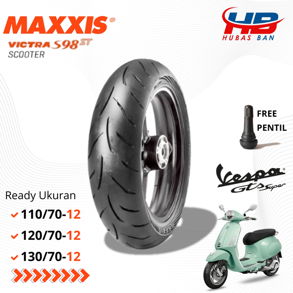 Ban Vespa matic Primavera Sprint Maxxis Victra 110/70 120/70 130/70 ring 12 Tubeless