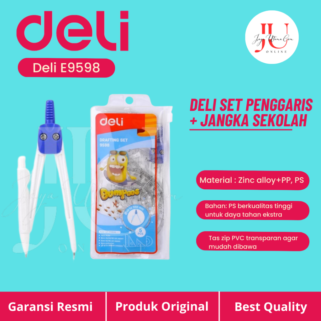 

DELI Set Jangka Penggaris Busur Sekolah Rautan Drafting Set E9598 / DELI Rautan Pensil 1 Lubang ER00903