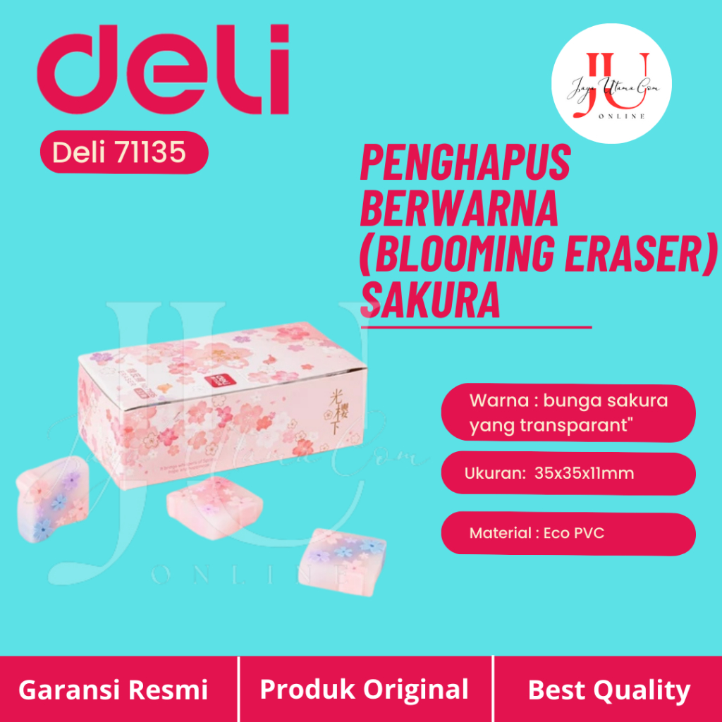 

DELI Penghapus Motif Bunga Bloosom Eraser 71135 / DELI Penghapus Ujian Pensil 2B EH09920 / DELI Penghapus Warna Warni Bumpess EH01200