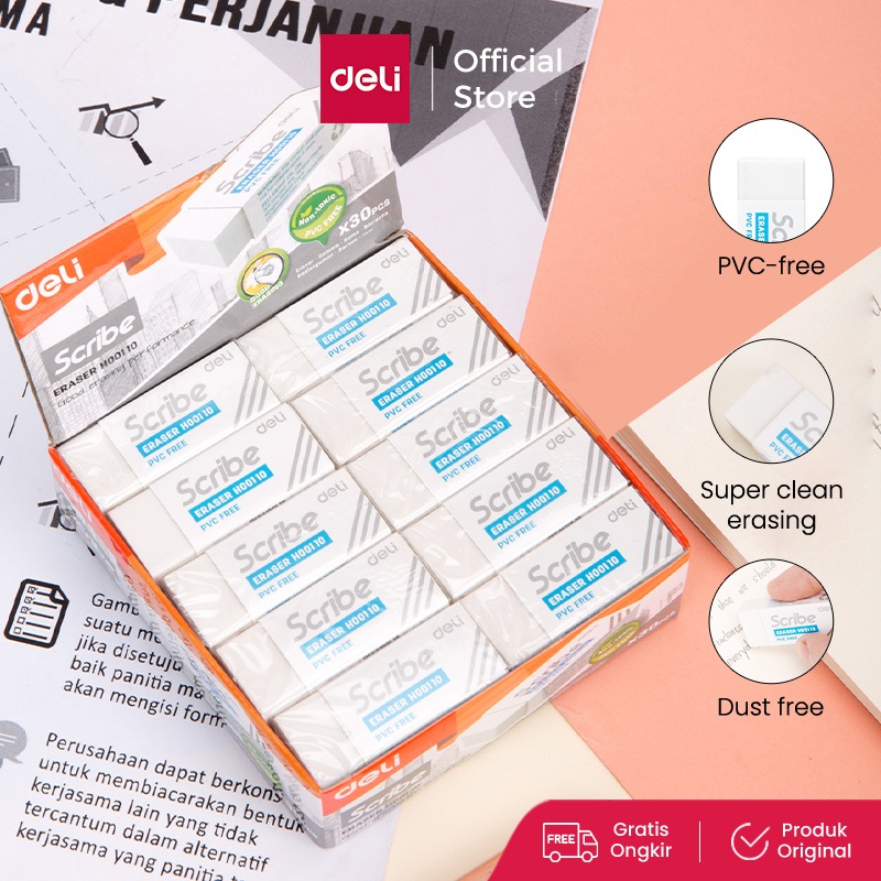 

Deli Eraser / Penghapus Pensil Putih Bebas PVC Bebas Debu Tidak Beracun EH00110