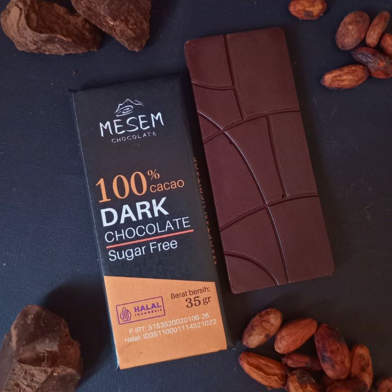 

MESEM Dark Chocolate 100% Cacao 35 gram | Coklat Hitam Murni 100% Kakao Tanpa Gula | Sugar Free 100% Cacao