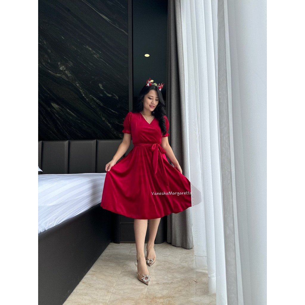 ( VM ) - 9024B - Dress Kimono Bludru Velvet Polos