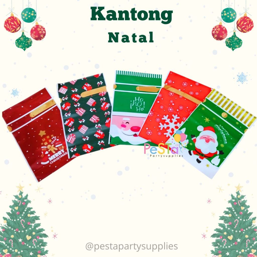 

Kantong Natal/Plastik Natal/Plastik Snack Natal/Goodiebag Natal/Plastik Serut Merry Christmas/Hampers Natal_PeSTaPartySupplies