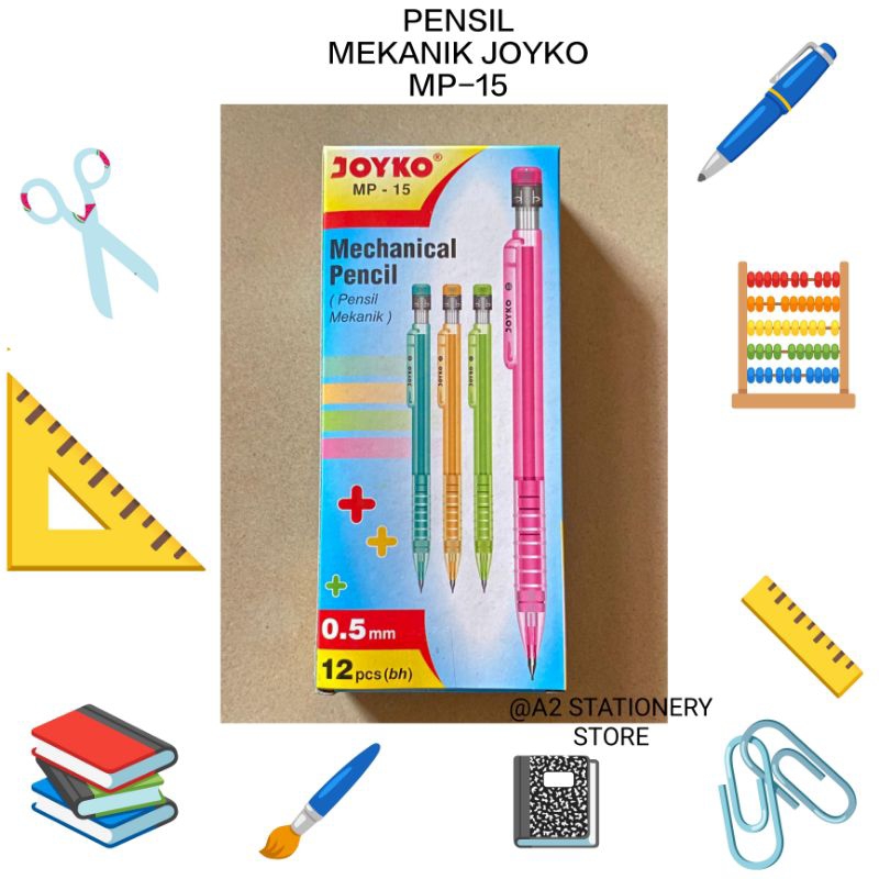 

Joyko Mechanical Pencil 0,5 mm / Pensil Mekanik 0.5 JOYKO Cetek MP-15