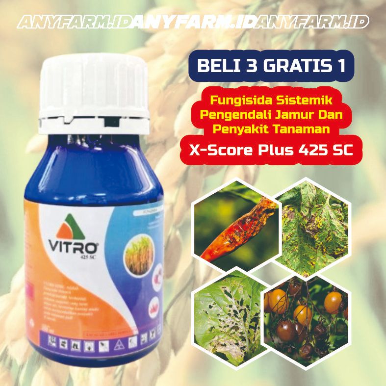 Fungisida VITRO 425 SC - 250ml Bahan Aktif Azoksistrobin/Difenokonazol/ZPT Untuk Penyakit Tanaman