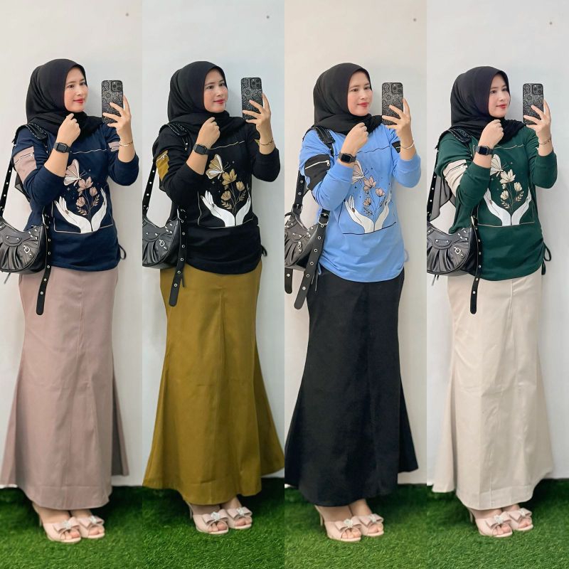 baju setelan rok duyung setelan wanita set atasan dan rok