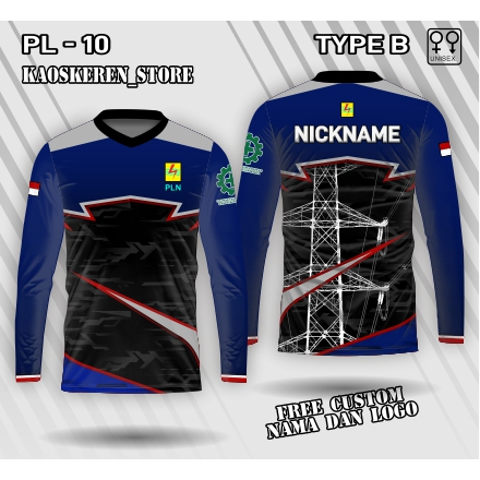 jersey pln lengan panjang kaos dinas pln baju dinas pln unisex free custom nama logo