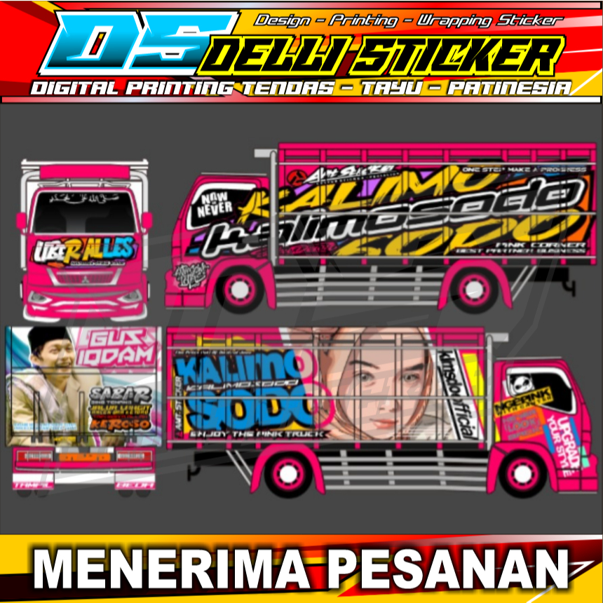 Stiker Full Body Truk Canter - Ngepink With Canter - Variasi Full Decal Body Truk Canter
