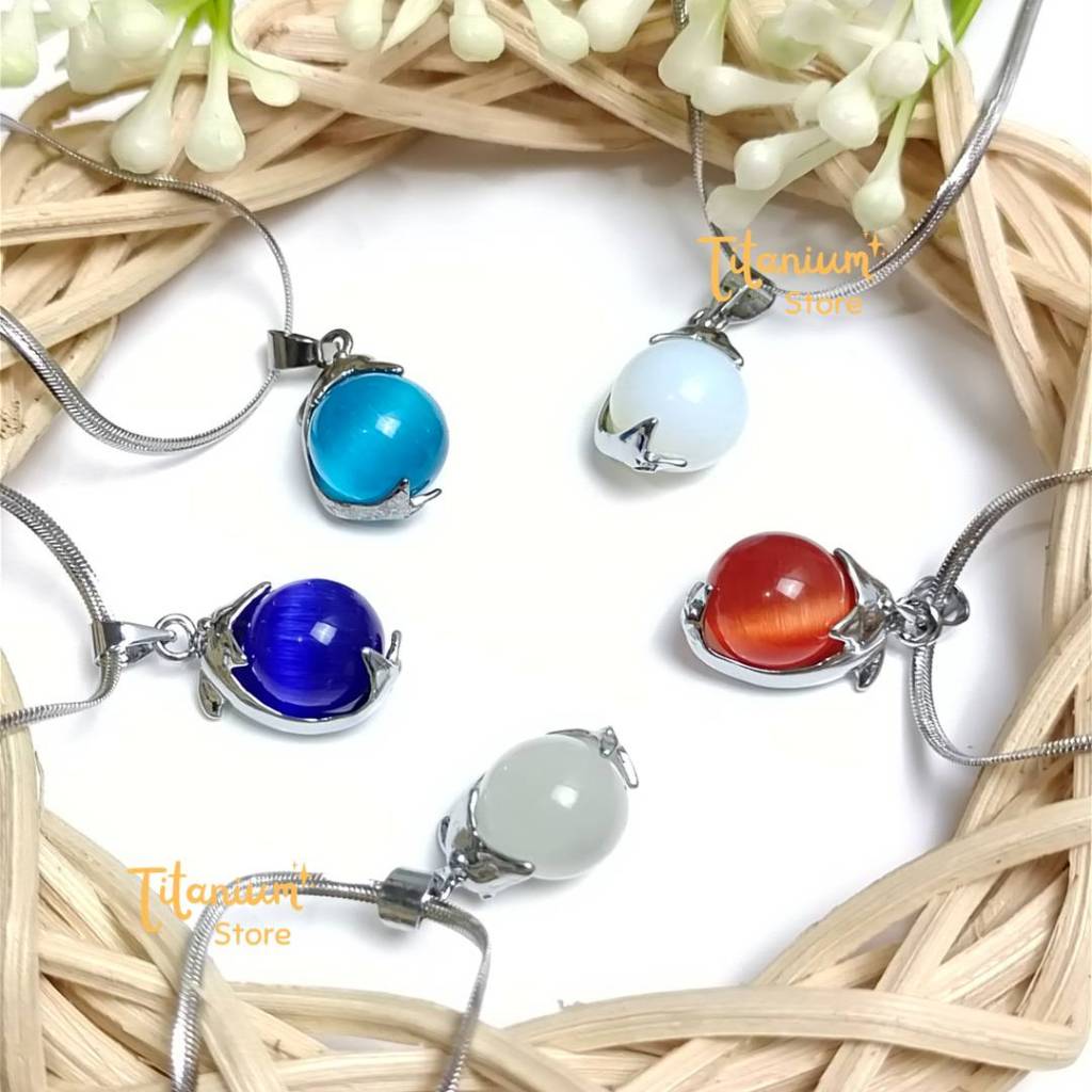 Kalung Wanita Rantai Titanium Silver Putih Perak Asli Anti Karat Tidak Luntur Liontin Bola Lumba