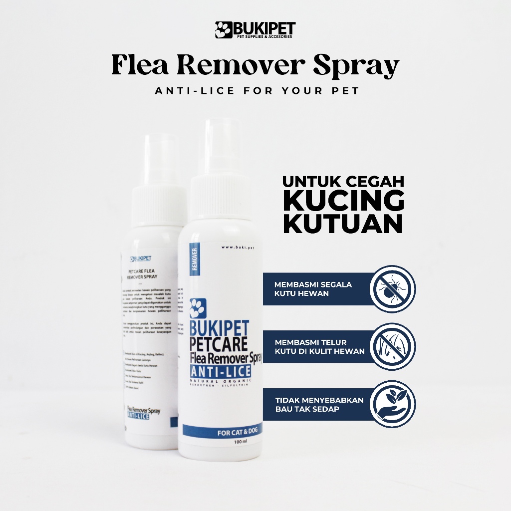 Flea Spray Obat Pembasmi Kutu dan Jamur Kucing Anjing Ampuh - Bukipet  Flea Remover Spray