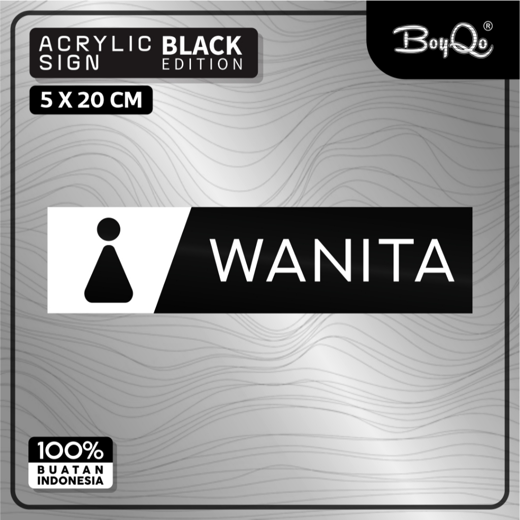 

BoyQo Akrilik Tanda Toilet Wanita Warna Hitam Ukuran 20 x 5 Untuk Masjid, Kantor, Mushola