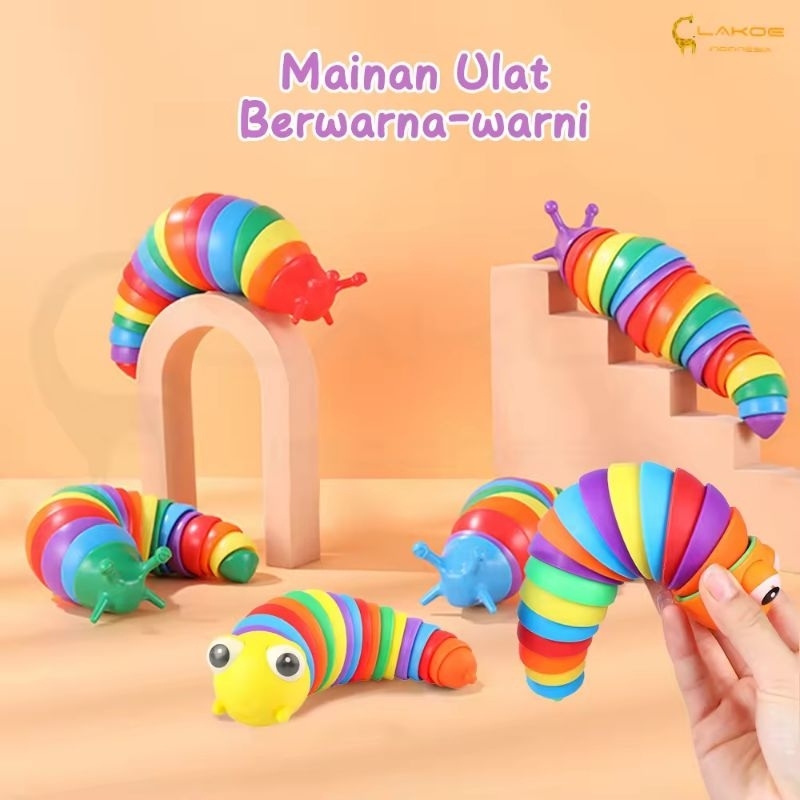Mainan Fidget Slug Ulat dan Siput Fidget Slug Toys Mainan Ulat Rainbow