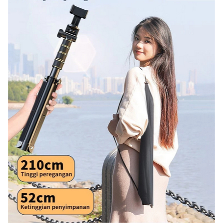 BIG PROMO [KOKOH] Tripod + Tongsis Premium Tinggi 2,1 Meter Besi Tripod Tongkat Selfie HP Kamera