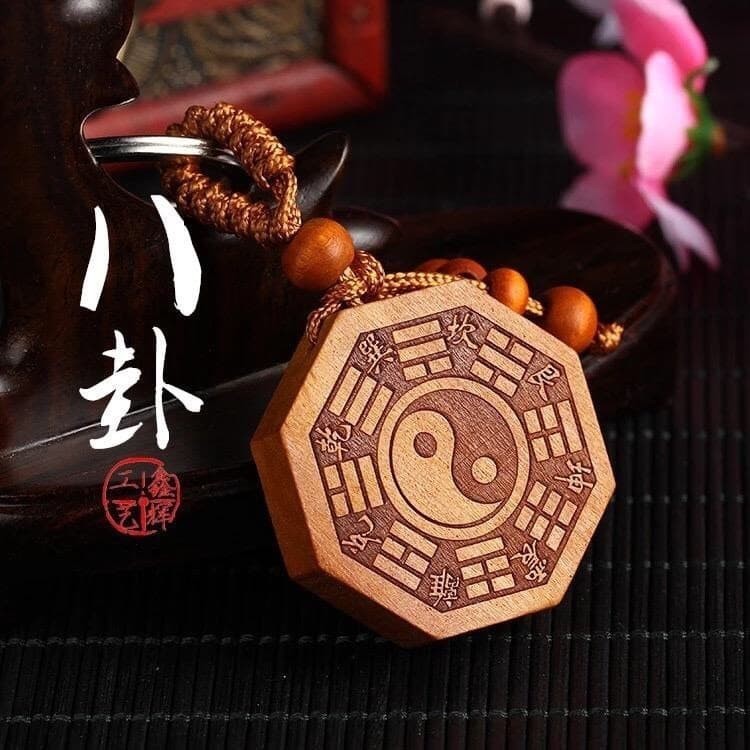 Gantungan Kunci YinYang Keren Unik Bahan Kayu Asli Very Good Quality - Natural Peach Wood Yin Yang H