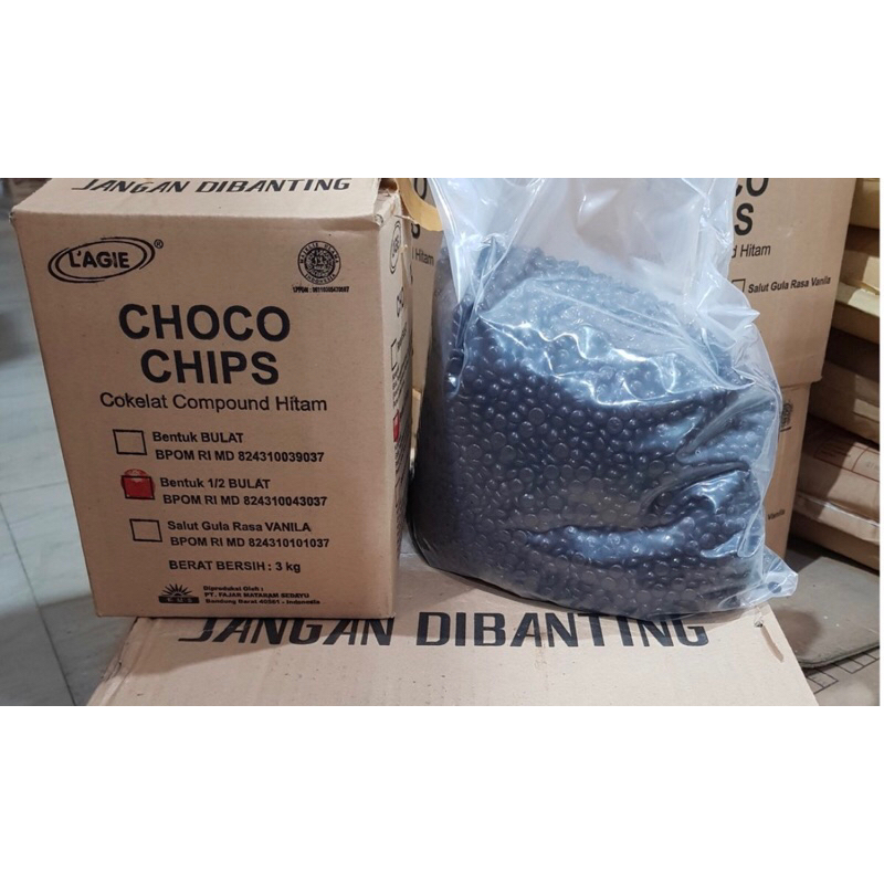 

Choco chips cokelat compound hitam 1 dus