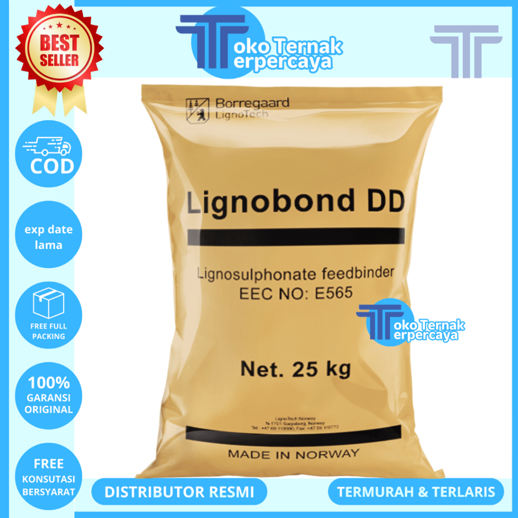 LIGNOBOND DD 1KG - Pellet Binder Pakan - Perekat Pelet Untuk Pakan Hewan Ikan Kelinci Sapi Kambing D