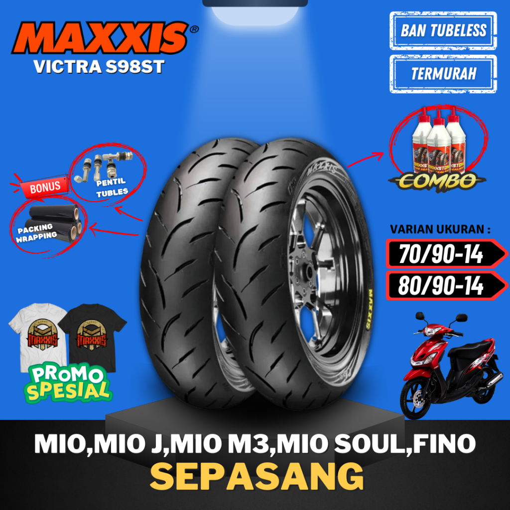 PROMO [PAKET SEPASANG MURAH] MAXXIS VICTRA RING 14 ( 70/90-14 & 80/90-14 ) / BAN MAXXIS TUBELESS