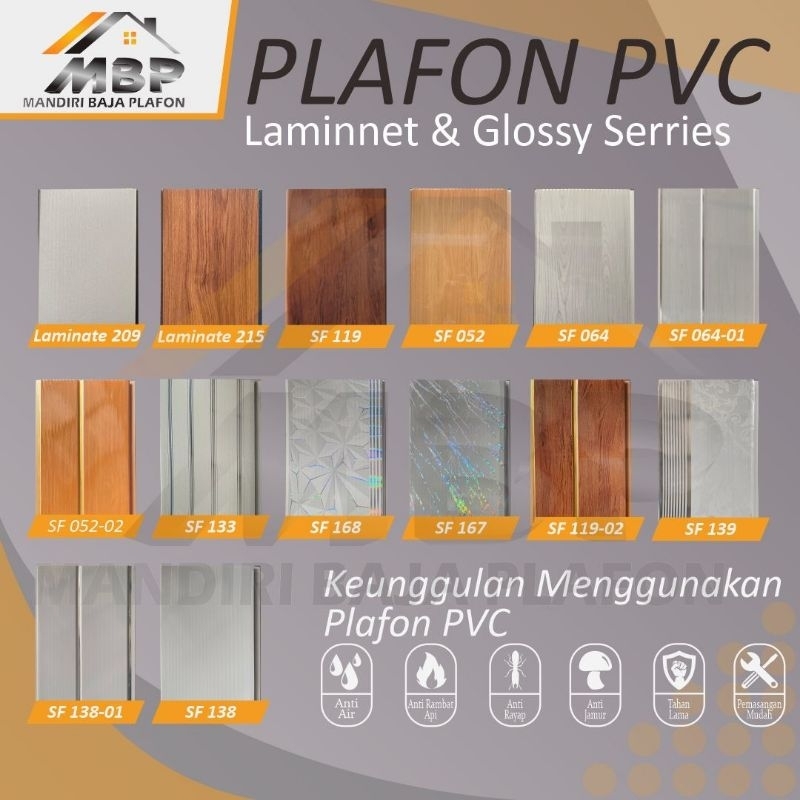 Plafon PVC Panjang 1, 2, 3, 4 dan 6 Meter