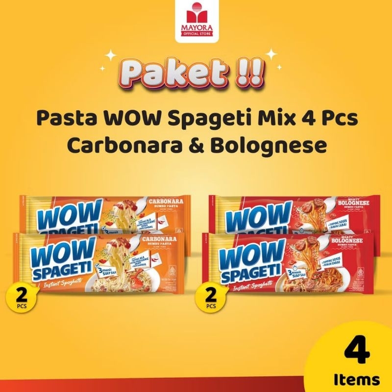 

Pasta WOW Spageti Mix 4 Pcs Carbonara & Bolognese