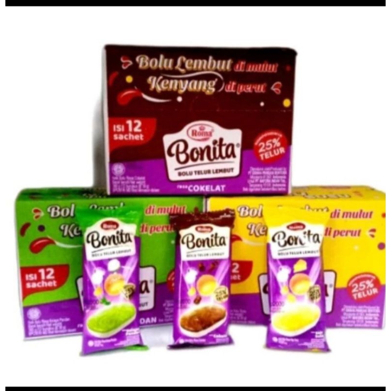 

ROMA Bonita Bolu telur lembut 3 varian rasa || 1 box isi 12pcs