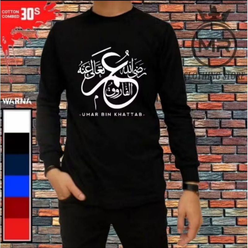 KAOS PANJANG LONGSLEVE UMAR BIN KHATTAB KALIGRAFI