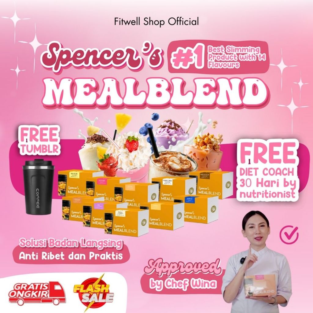 

[ Promo Shopee ! ] Solusi Diet Alami Spencer Multi-Grain Meal Blend 1 Box Isi 15 Sachet +Free Tumblr