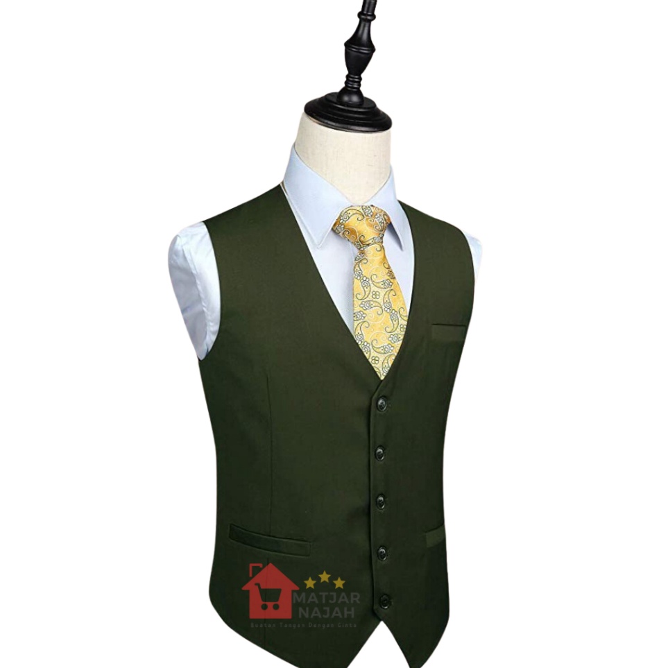KODE T23I Rompi Formal Pria Matjar Najah  Vest Pria  Rompi Pria  Rompi Jas Pria Hijau Botol