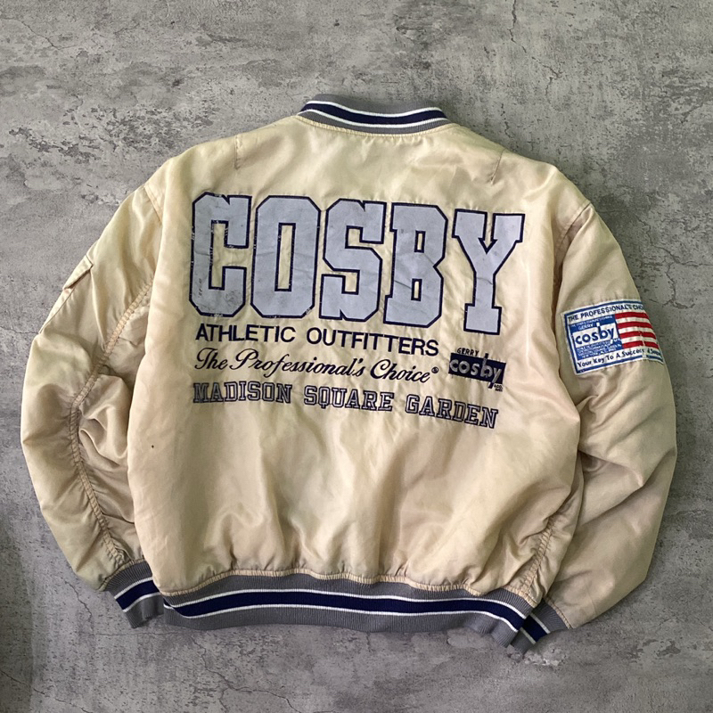 VINTAGE BOMBER VARSITY BASEBALL JACKET GERRY COSBY BIG LOGO TALON ZIP bonus 1 jacket